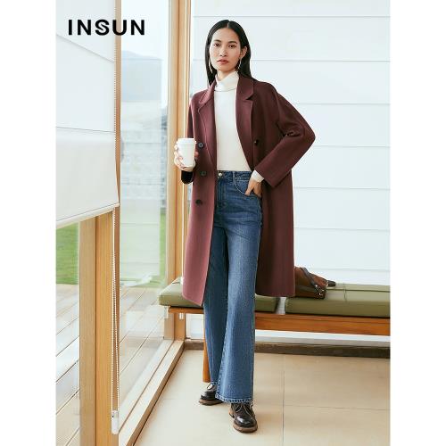 (免運)「美麗諾」INSUN恩裳專選冬季老錢風羊絨絲毛雙面呢大衣