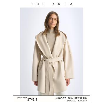 (免運)THE ARTM連帽斗篷毛呢大衣 山羊絨澳洲羊毛雙面呢慵懶浴袍大衣