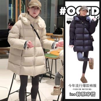 (免運)設計感連帽加厚棉服外套女裝2025冬季新款小個子寬松麵包服上衣潮