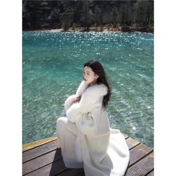 (免運)冬季新款寬松慵懶仿水貂毛針織毛呢外套女狐貍毛加厚長款開衫外搭