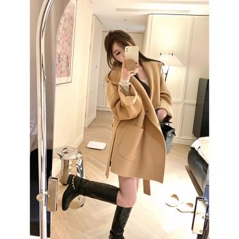 (免運)休閑時尚高階感慵懶風連帽毛呢子大衣女秋冬短款寬松百搭氣質外套