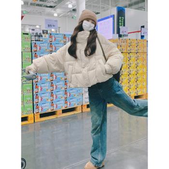 (免運)奶呼呼米白色短款羽絨棉服女冬季2024新款時尚洋氣小棉襖棉衣外套