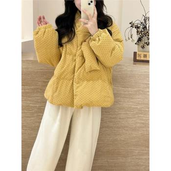 (免運)韓系ins時尚保暖棉服外套2025年冬季新款寬松百搭超好看黃色棉衣