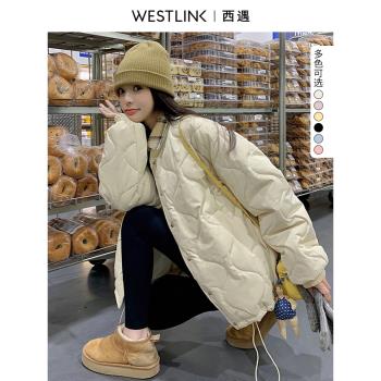 (免運)西遇輕薄保暖菱格棉服女2024年冬季新款寬松小香風小個子夾棉外套