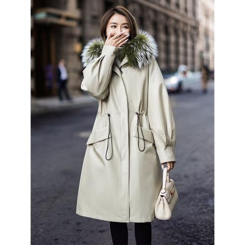 (免運)派克服女2025新款爆款冬季皮毛一體皮草外套可拆卸獺兔毛內膽大衣