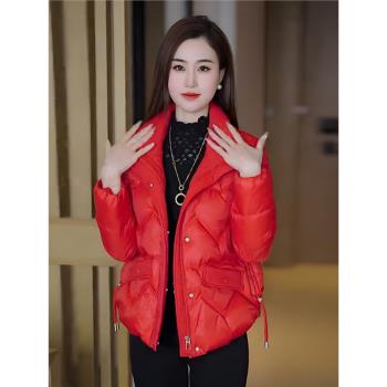 (免運)短款羽絨棉服女款冬季2025年新款小個子紅色棉襖冬天女士棉衣外套
