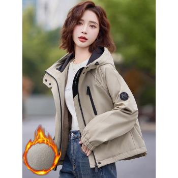 (免運)沖鋒衣樣式女款2024年新款冬季爆款寬松派克服加絨小個子棉服外套