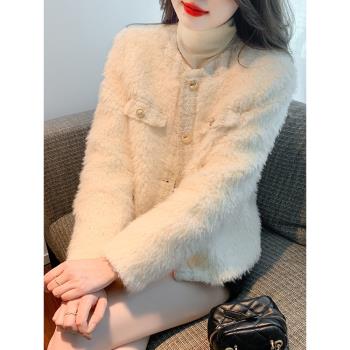 (免運)羊羔毛小香風毛呢外套女秋冬裝2025年冬季新款高階感毛絨小眾上衣