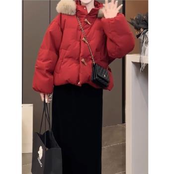 (免運)2025紅色羽絨服棉服棉衣短款外套新年秋冬新款冬季棉襖爆款女款冬