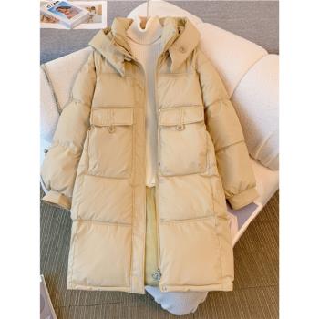 (免運)中長款連帽羽絨棉服外套女秋冬季大碼胖mm過膝加厚麵包服棉襖大衣