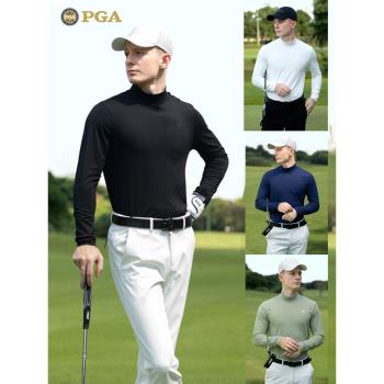 (免運)美國PGA 2025高爾夫服裝秋冬款男裝長袖T恤打底衫磨絨保暖運動