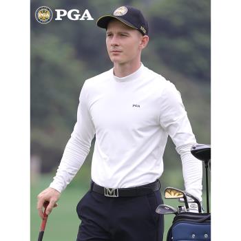 (免運)美國PGA 加厚加絨 高爾夫服裝男士打底衫秋冬長袖T恤保暖男裝衣服