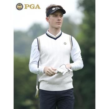 (免運)美國PGA秋冬款高爾夫服裝男裝毛衣男士背心羊毛面料保暖馬甲