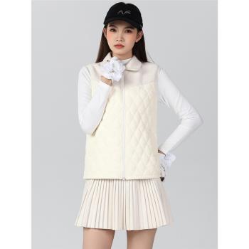 (免運)NIEFLE高爾夫服裝女秋冬馬甲防風拉鏈外套保暖夾棉背心時尚套裝裙