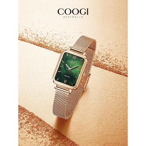 (免運)COOGI小綠表女手表女石英表防水輕奢歐美時尚鋼帶女友生日禮物
