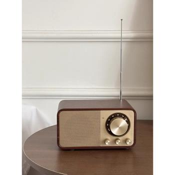 (免運)復古胡桃木色無線藍芽音箱FM收音機小型充電電腦低音炮高音質音響