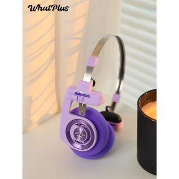 (免運)問加WhatPlusRETRO R3紫色元氣紫頭戴式拍照女生無線耳機明星同款
