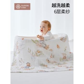 bubble tree嬰兒紗布大浴巾全棉加大加厚兒童六層A類新生寶寶專用