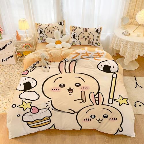 冬季四件套雙面加絨吉伊卡哇烏薩奇卡通學生被套珊瑚絨可愛三件套