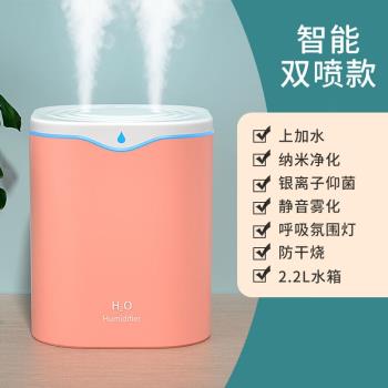 對伴新款火焰加濕器香薰usb大霧量家用臥室迷你空氣凈化雙噴頭粉