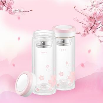 思樂得雙層玻璃杯女士櫻花水杯簡約便攜杯子小清新創意茶杯280ZG