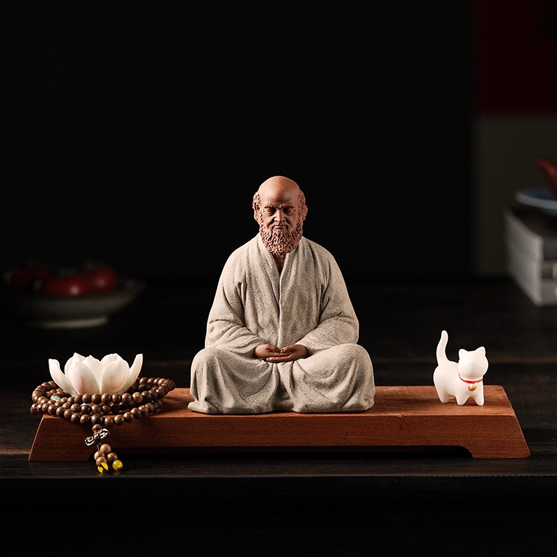 久造新中式禪意達摩祖師茶寵精品可養紫砂茶道空間茶桌裝飾小擺件|茶寵