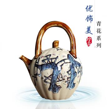 創意茶壺擺件景德鎮陶瓷器仿古中式客廳博古架酒櫃裝飾可制定