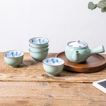 日本進口高檔功夫茶具有田燒茶杯日式創意茶壺一壺五杯禮盒套裝