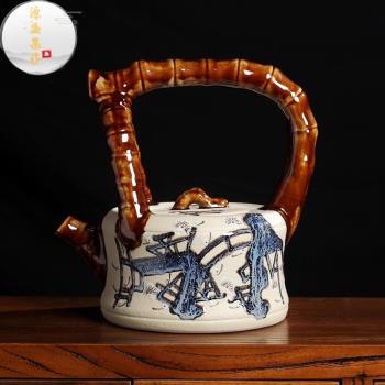 源盛集珍創意茶壺禪意擺件景德鎮陶瓷器仿古中式博古架手工工藝品