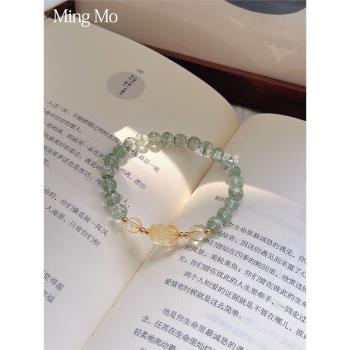 ins天然綠幽靈女水晶貔貅手鏈
