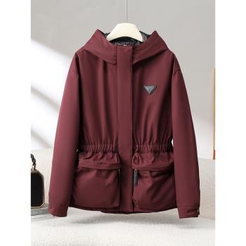 限量/品質款~防風防水90白鵝絨工裝風沖鋒衣羽絨服女連帽收腰外套