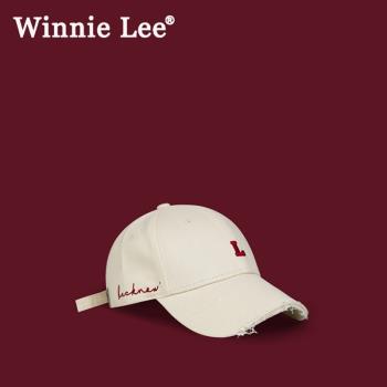 Winnie Lee日本設計師聯名款帽子大頭圍硬頂棒球帽復古破洞鴨舌帽