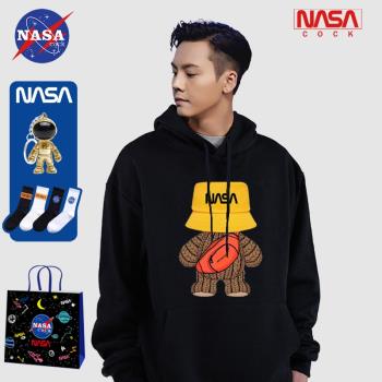 NASA聯名男士衛衣春秋薄款連帽加絨加厚潮牌寬松情侶款重磅長袖女