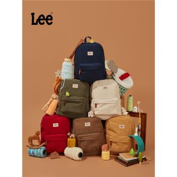(免運)Lee時尚潮流燈芯絨雙肩包女大學生休閑旅行揹包男初高中學生書包