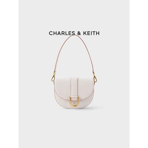 (免運)CHARLES&KEITH女包CK2-80781412中號腋下包馬蹄扣飾Gabine馬鞍包