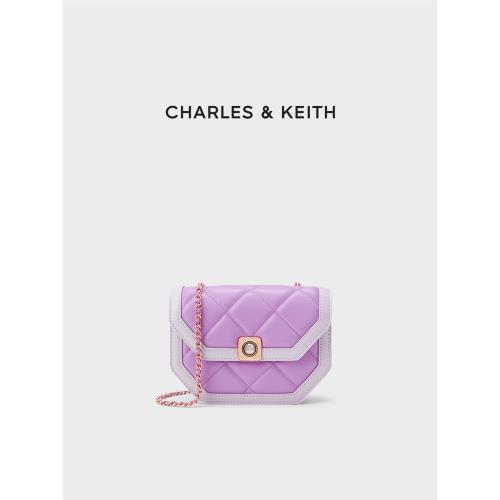 (免運)CHARLES&KEITH秋季女包CK2-20671406女士菱格鏈條斜挎信封包方包