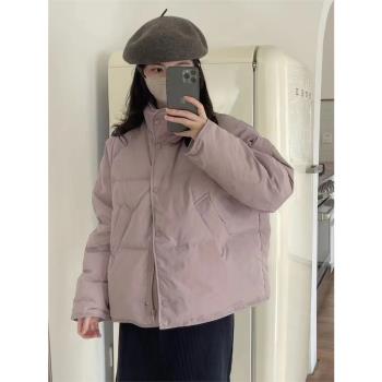 森森不息2024年新款冬季寬松立領白鴨絨小個子短款羽絨服女外套