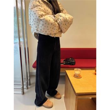 FUFUFEEL 秋冬復古百搭直筒燈芯絨休閑長褲