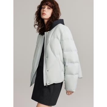 【巴黎系列】ELLE90白鴨絨米白色羽絨服女2024冬新款小眾保暖外套