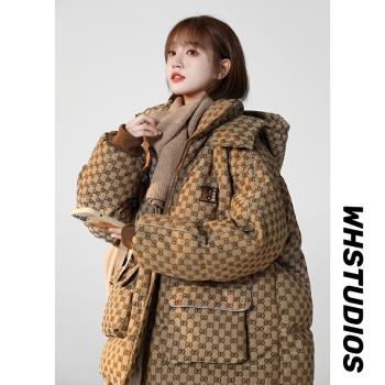 森馬美拉德連帽棉服女冬季加厚保暖工裝外套高階感大碼寬松麵包服