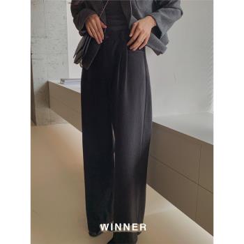 WINNER秋冬加厚休閑拖地闊腿褲