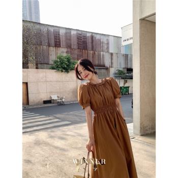 WINNER法式白色夏季短袖連衣裙