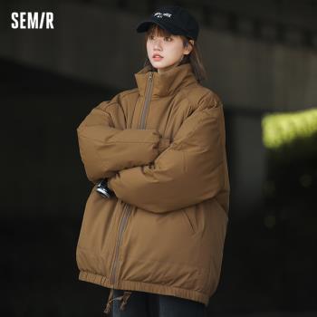 森馬羽絨棉服女立領防潑水秋冬款設計感寬松oversize加厚棉衣外套