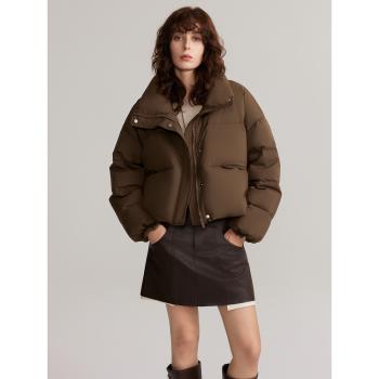 ELLE90白鴨絨寬松短款羽絨服女2024冬裝新款高階感加厚保暖外套