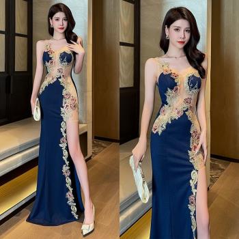 晚禮服2023新款女小眾輕奢高階夜場氣質個性設計裙高階感主持人冬