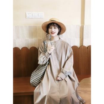 女裝日系褶皺可愛文藝排扣娃娃裙