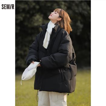 森馬羽絨棉服女2024年新款大碼短款棉衣外套冬季加厚麵包服棉襖子