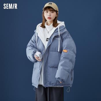 森馬羽絨棉服女寬松oversize假兩件連帽上衣冬季加厚休閑棉衣外套