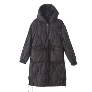 女裝冬季ins連帽中長款羽絨服