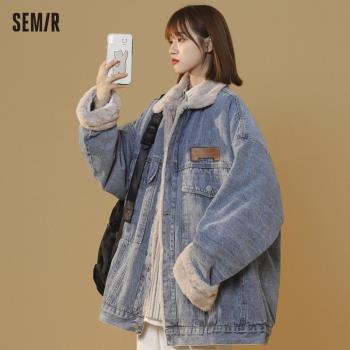 森馬羊羔毛絨oversize牛仔外套